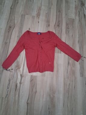 Burberry Brick Red Knit Cardigan